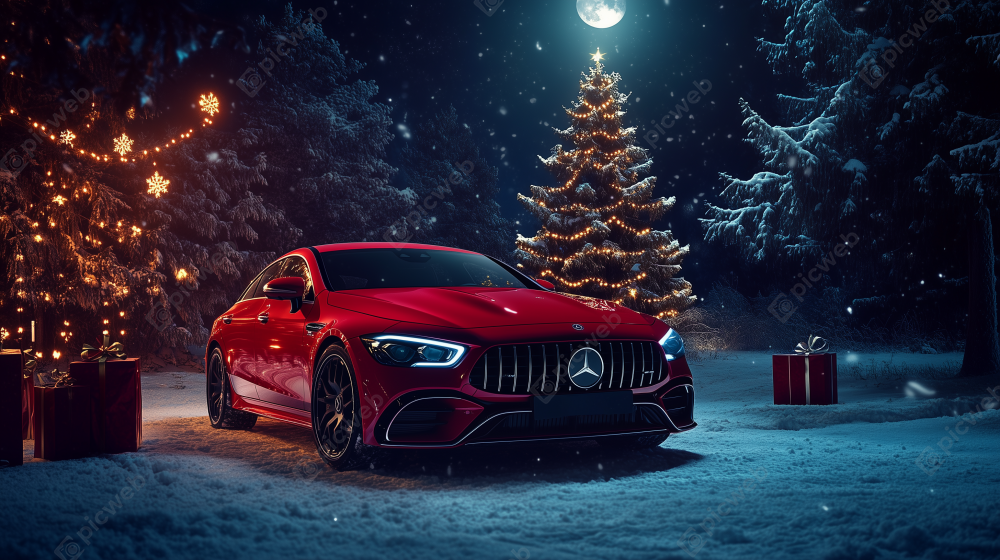 Новый год с красным Mercedes скачать Новый год с красным Mercedes