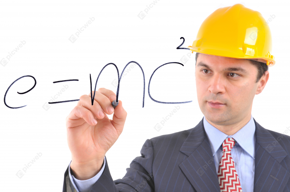 Ученый на фоне уравнения E = MC² скачать Ученый на фоне уравнения E = MC²