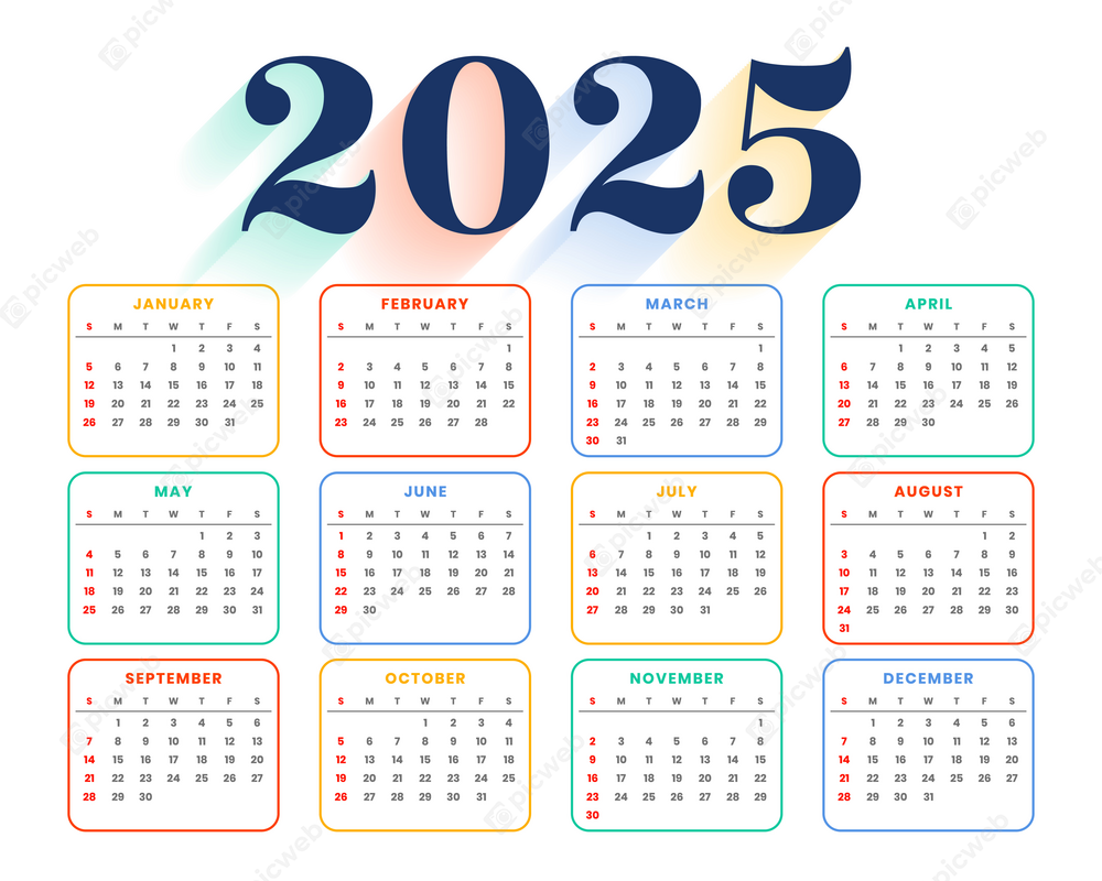 Красочный календарь на 2025 год
