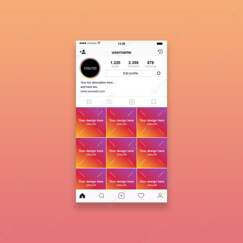 Макет профиля Instagram скачать Макет профиля Instagram