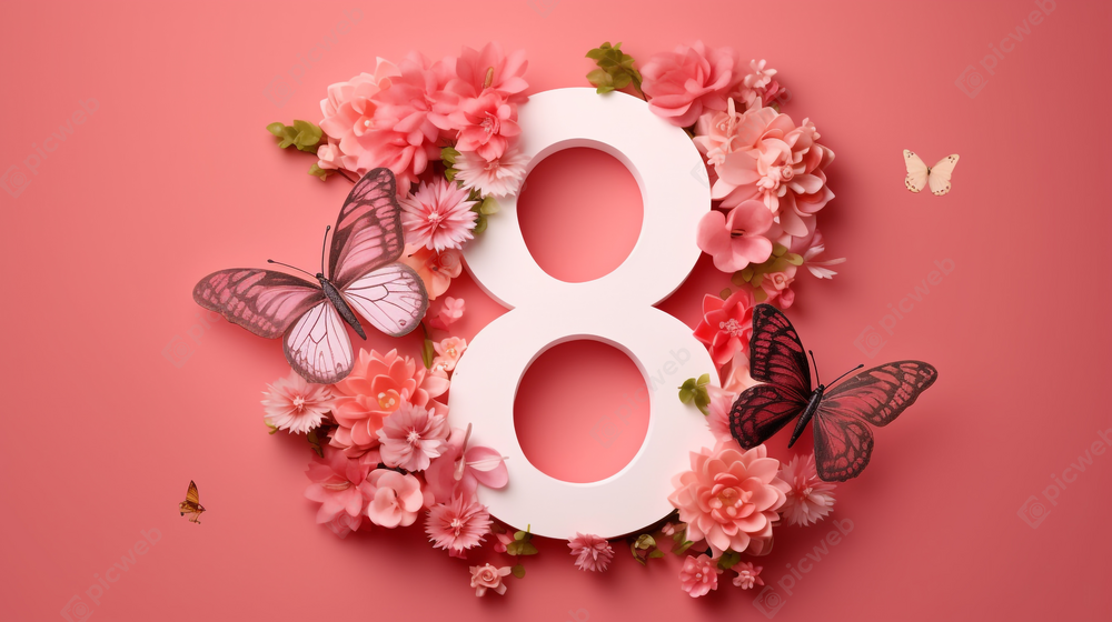 Фон с цифрой "8" и цветами скачать Фон с цифрой "8" и цветами
