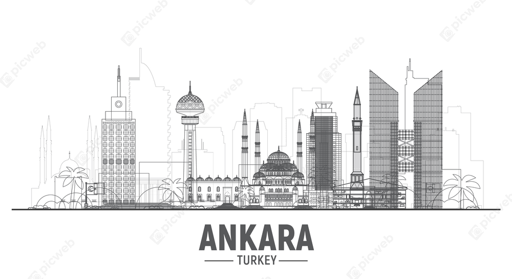 Линейный арт города Анкара скачать Линейный арт города Анкара