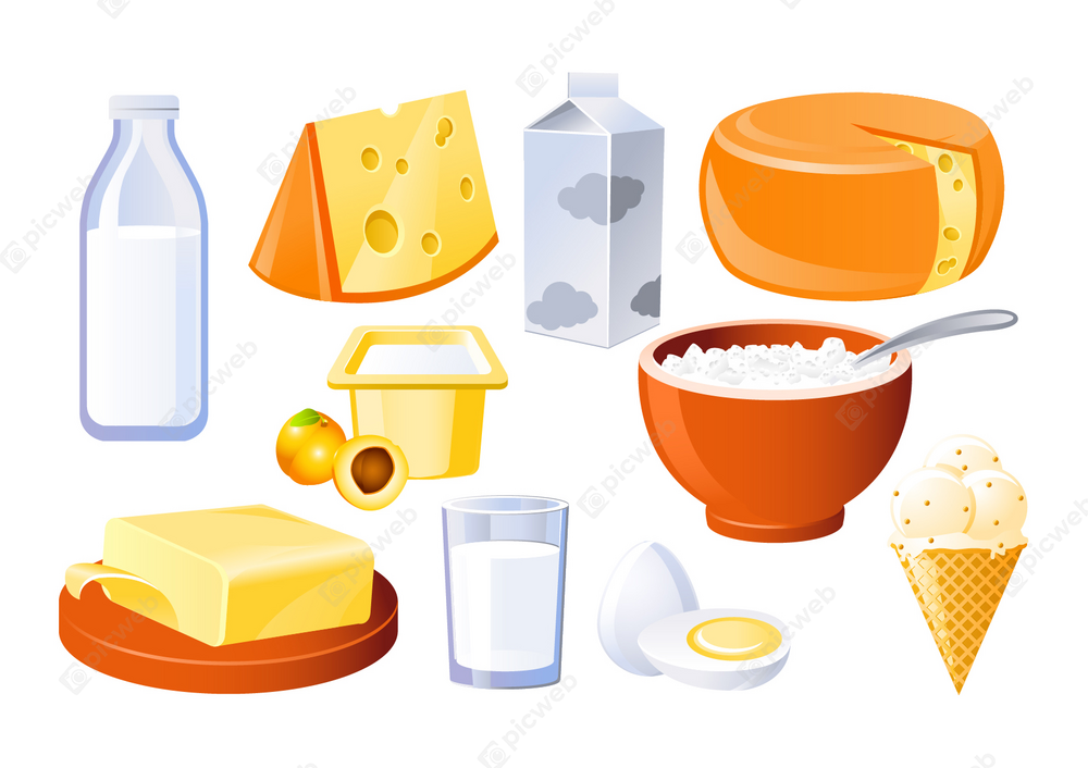 Коллаж молочных продуктов и десертов